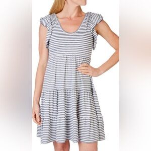 Max Studio Blue and White Striped Midi Dress in Sz XL